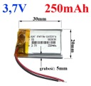 Nabíjateľná batéria Mp3 GPS RC 502030 250mAh