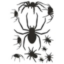 HALLOWEEN fólie NÁLEPKY čierne PAVÚKY, list A4
