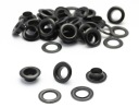 8 mm čierne kožené očká, sada 100 sád