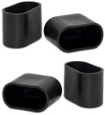 Čierne oválne poťahy nôh stoličky 15x30mm