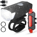 PREDNÉ + ZADNÉ LED BICYKLE LAMPA, NABÍJACIE, NA RIADITEĽKA