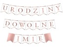 BANNER girlanda na NARODENINY + ľubovolné MENO ROSEgold