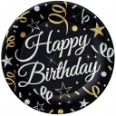 HAPPY BIRTHDAY papierové taniere čierne zlato narodeniny PARTY 6 ks 18 cm