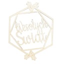 Obruč s drevenou základňou Merry Christmas macrame