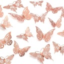Prelamované ozdoby na tortu Butterflies Balónové steny 12 ks - RUŽOVÉ ZLATO