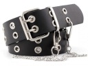 Opasok na nohavice Black Double Chain Silver Gothic Punk