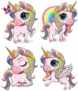 NÁLEPKY NA BIELEJ FÓLII NA NÁSTENNÝ NÁBYTOK JEDNOROŽCI PONY RAINBOW