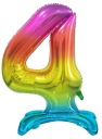 Fóliový balón číslo 4, dúhový, viacfarebný, stojaci, 74 cm, Narodeniny