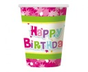 HAPPY BIRTHDAY poháre 270 ml 6 kusov RUŽOVÉ