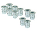 Nábytková objímka M6 x 13 mm s dvojitým závitom, vybranie na skrutku do dreva