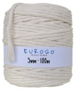 Točená bavlnená šnúra Macrame, prírodná, 100 m, 5 mm