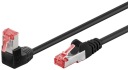 S/FTP CAT 6 sieťový kábel 1x 90° lomený Čierny 1m