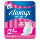 Vždy Classic 2 Maxi hygienické vložky s krídelkami, 9 ks