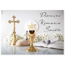 Plagát Prvé sväté prijímanie IHS Biblický kríž
