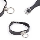 SEXY BDSM CHOKER, TENKÝ KOŽENÝ GOLIER S PRSTEŇOM