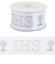 IHS kovová saténová stuha 38mm/9mb ZLATÁ/STRIEBORNÁ