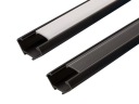 ČIERNY ROHOVÝ PVC PROFIL na 1m LED pásy + LAMPA