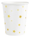Papierové poháre BIELY pohár so ZLATÝMI HVIEZDAMI 220ml 6ks (na ďalší predaj)