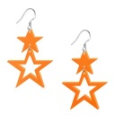 Akrylové NÁUŠNICE STARS, dve ORANŽOVÉ, oranžové