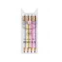 4x MINI ceruzka s gumou HB MINI GLITTER MEOW GLITTER