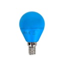 E14 LED G45 guľová žiarovka 45mm 4W malá dekoračná farebná MODRÁ