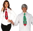 Zelená/červená vianočná kravata Santa Claus/škriatok