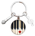 KOVOVÝ KEYRING HUDOBNÝ KLAVÍR PIANO MIKROFÓN