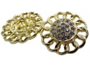 24mm Ozdobné gombíky 1ks ZLATÉ zirkóny SILVER OZ13A 17249
