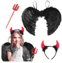 KOSTÝM ČERTOVSKÉ HALLOWEENSKÉ KRÍDLA ROHY 46CM