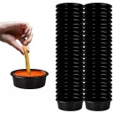 Nádoby na omáčku, čierne, opakovane použiteľné nádoby na omáčku, dip, jedlo, 50 ml