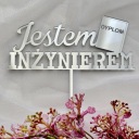 Som ENGINEER Diploma Topper Cake nápis Silver PLEXI Mirror