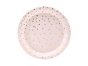 Ružové papierové taniere s bodkami, malé, 18 cm, 6 ks