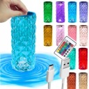KRYŠTÁLOVÁ STOLNÁ LAMPA DOTYKOVÁ SPÁLŇA RGB DIAMANTOVÁ LED + DIAĽKOVÉ OVLÁDANIE