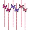 SLAMKY s bodkami RUŽOVÝ motýľ papier BUTTERFLIES X6