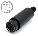 Mini-Din zásuvka Mini-Din 8pin, prispájkovaná na 3-radový kábel