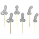 PIKERY BACHELORette party strieborné GLITTER penisy x6