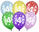 Balóny s potlačou Number 4 Four Birthdays Mix 6 kusov