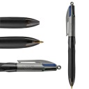 Zaťahovacie guľôčkové pero BIC 4 Colors Grip Pro, čierne puzdro, 4 farby