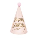 Ružová čiapka Happy Birthday s brmbolcom