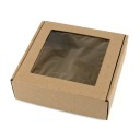15x15x3 cm Štvorcová krabica s okienkom - Eko hnedá - Sada 5 ks