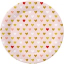 Ružové papierové taniere so srdiečkami na Valentína XoXo 18cm 6 ks.
