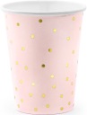 SVETLORUŽOVÉ papierové poháre na NARODENINOVÝ BABY SPRCHOVAČ 1 ROK 260 ml 6 ks