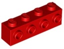 LEGO Brick 1x4/4 záložky červená 30414/4157223