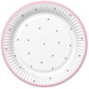 Papierové taniere Stars Pink Birthday Baby Shower 18cm 8ks.