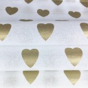 Elegantný baliaci hodvábny papier - biely so zlatými srdiečkami