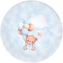 PAPIEROVÉ TANIERE MEDVEĎ, modré, chlapčenské NARODENINY BABY SPRCHA CHLAPEC 18 cm