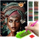 Diamantové vyšívanie pre deti mozaika diamantová maľba žena turban Afrika