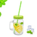 500ml hrnček s vrchnákom a slamkou, uzavretá dóza s uškom, sklo