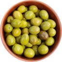 Zelené grécke olivy, veľké, organické, s kôstkou, hustá dužina, chutné - podľa hmotnosti