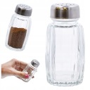 SKLENENÁ NÁDOBKA na KORENIE, 50 ml, nerezový dávkovač korenia